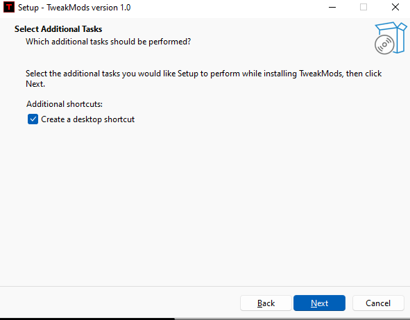 TezzusTweaks Select Additional Tasks screen